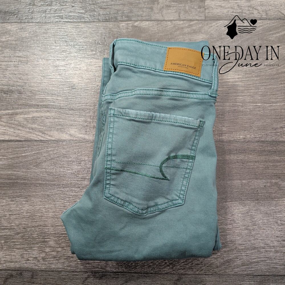 American Eagle Outfitters Super Stretch X Jegging Jeans Regular Green NWT Size 4 - Picture 7 of 8
